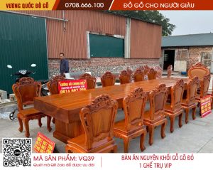 Bàn Ăn Nguyên Khối Gỗ Gõ Đỏ một ghế trụ cực V.I.P