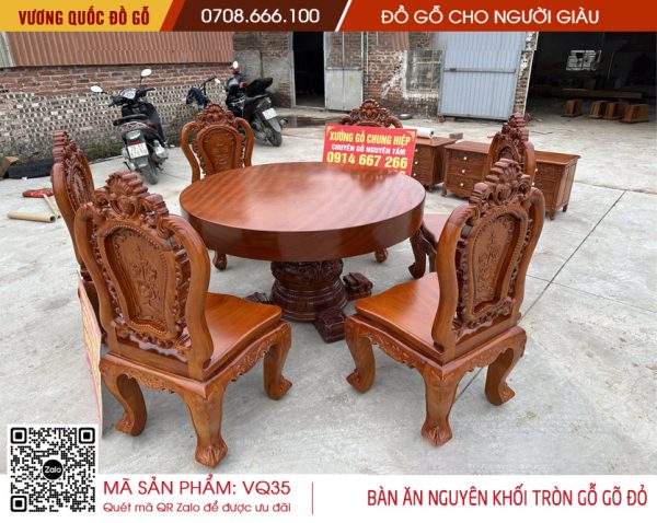 Bàn Ăn Nguyên Khối 6 ghế Louis Hoa Hồng