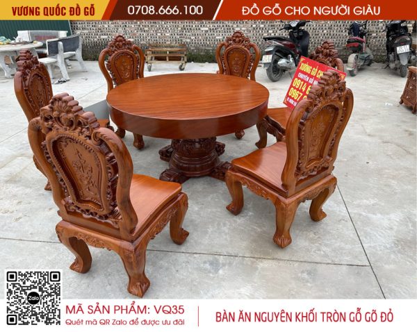 Bàn Ăn Nguyên Khối 6 ghế Louis Hoa Hồng