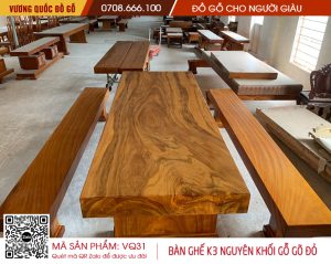 Bộ K3 Nguyên Khối gỗ gõ đỏ Pachy trả bác Đoàn tại Thái Bình. Vương Quốc Đồ Gỗ