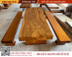 Bộ K3 Nguyên Khối gỗ gõ đỏ Pachy trả bác Đoàn tại Thái Bình. Vương Quốc Đồ Gỗ