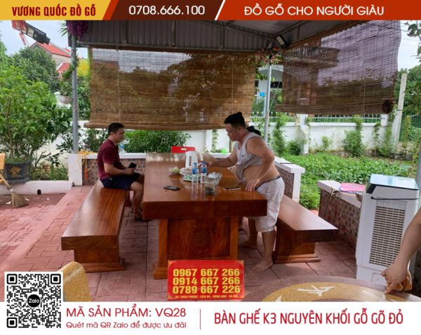 Bộ Bàn Ghế K3 Nguyên Khối Gõ Đỏ trả anh Thành tại Hưng Yên.Vương Quốc Đồ Gỗ